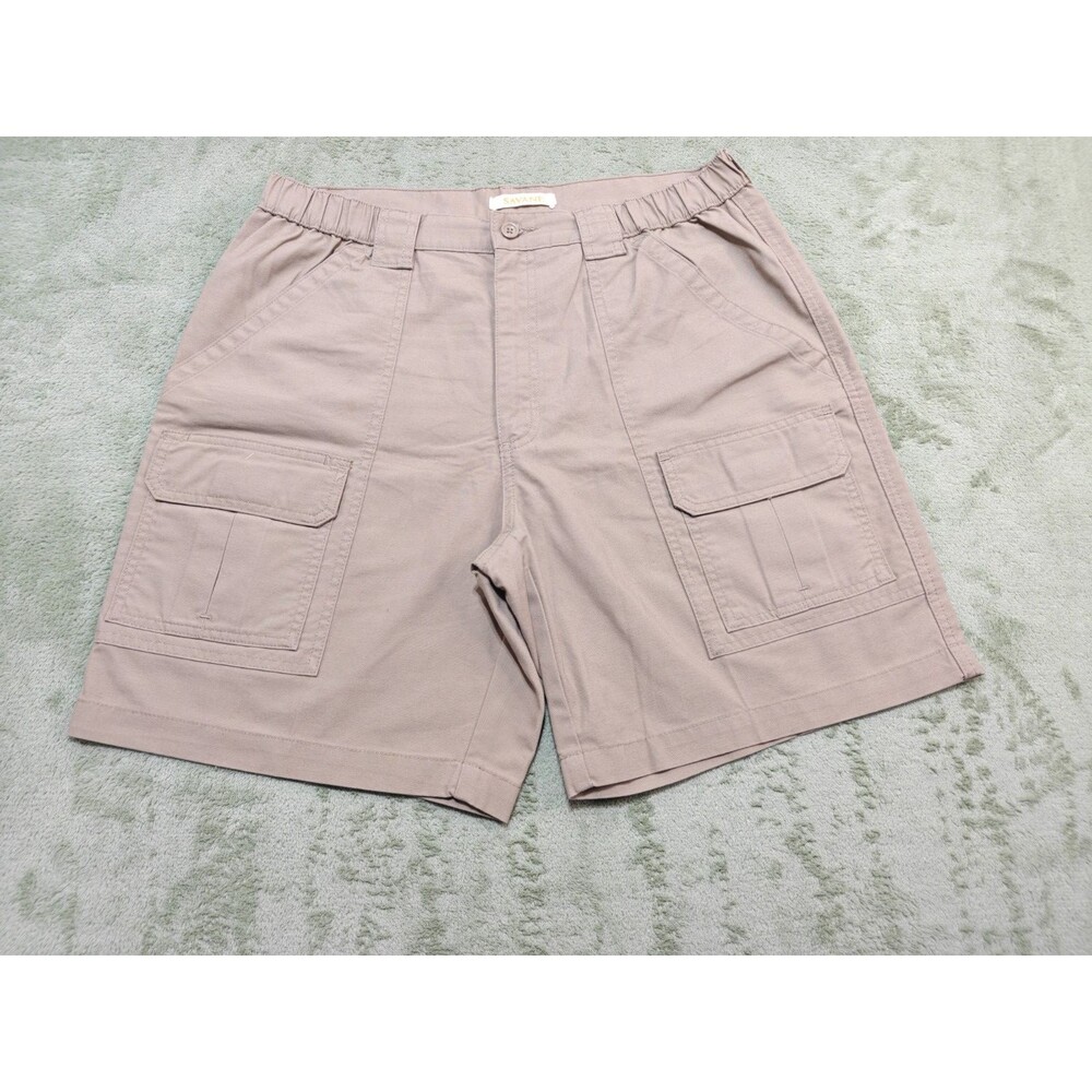 Savane Mens Cargo Shorts Khaki Sz W34 Cotton Blend Flat Front Utility  READ